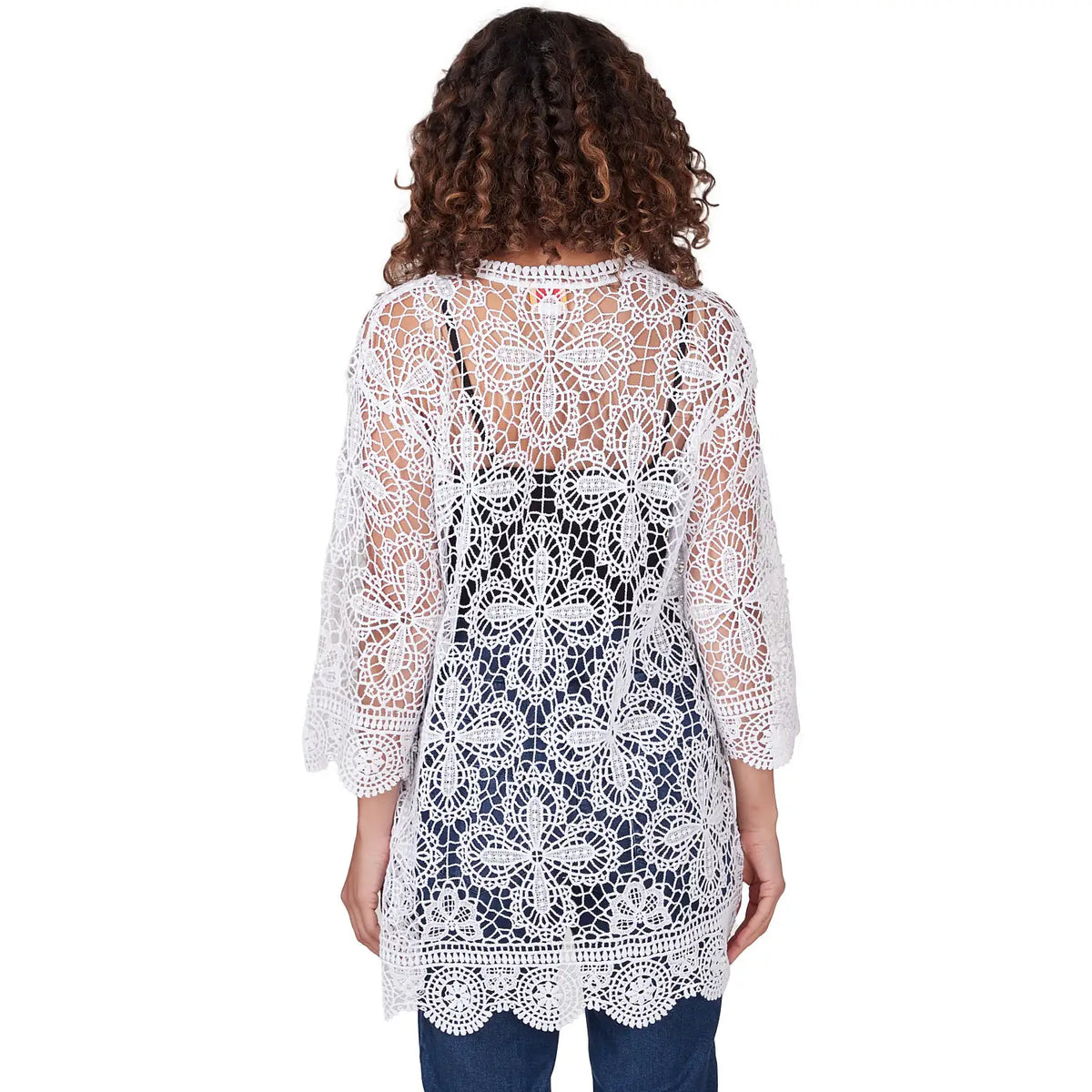 Cárdigan de algodón con encaje Medallion blanco - Ruby Rd