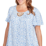 Playera Estampada Puff de Macramé con Cuentas Talla Grande    - Ruby Rd