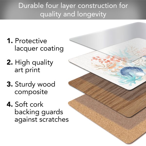 Seaside – Hardboard Cork-back Placemats-Boxed Set 4Pk