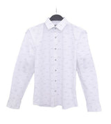 Camisa de hombre entallada elástica con estampado liso blanca