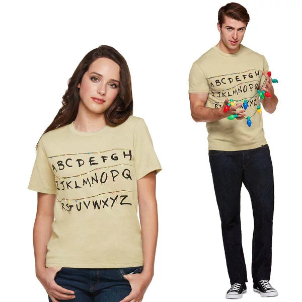 Camiseta de pared de alfabeto para adulto Stranger Things