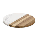 Tabla de quesos redonda de mármol cultivado y madera