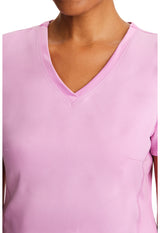 Uniforme de punto de yoga con cuello en V rosa taffy