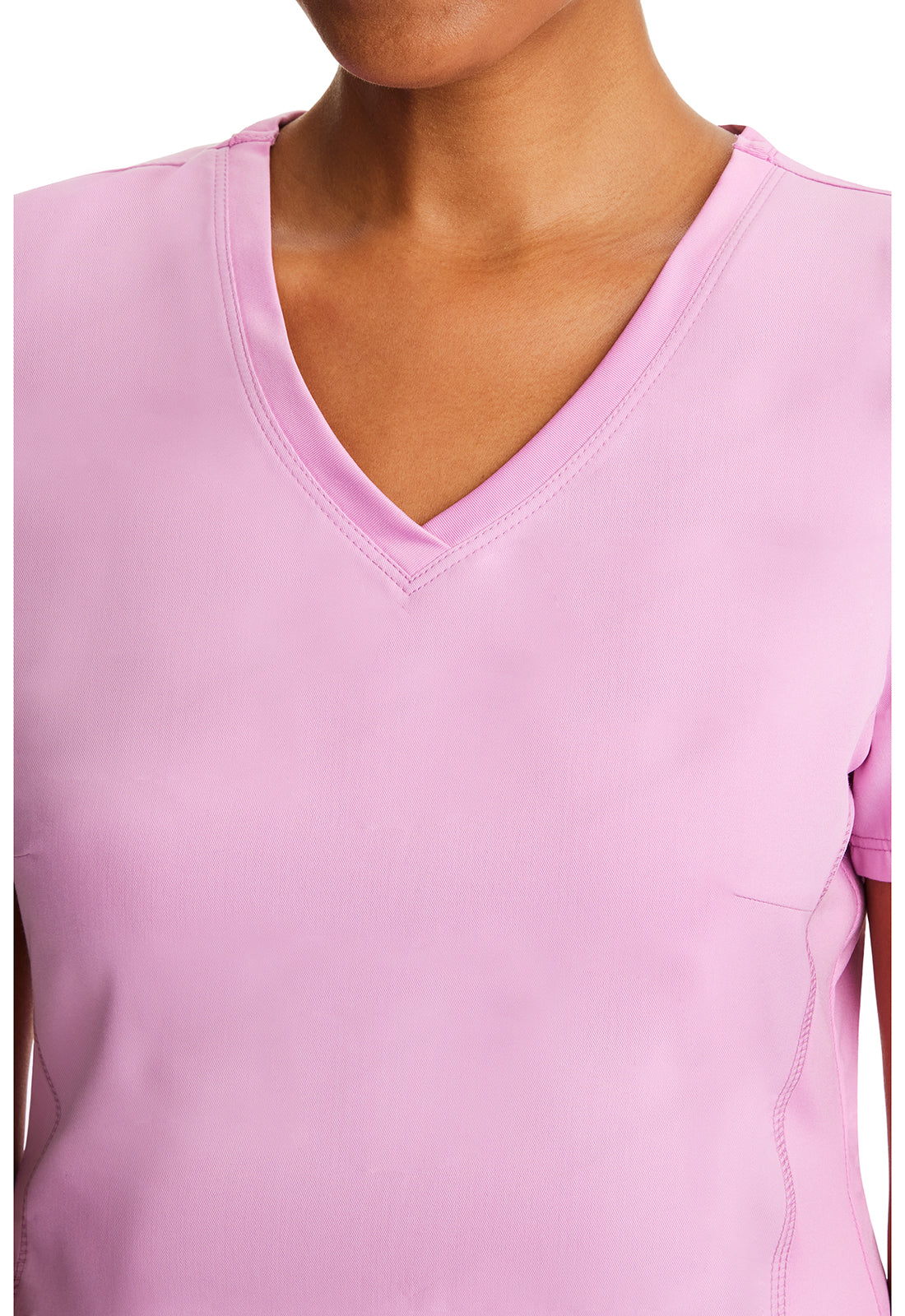 Uniforme de punto de yoga con cuello en V rosa taffy