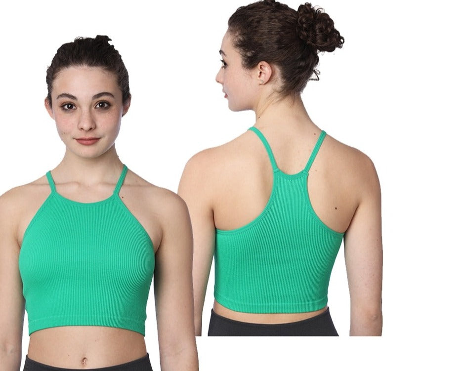 Top corto de camisola de punto acanalado
