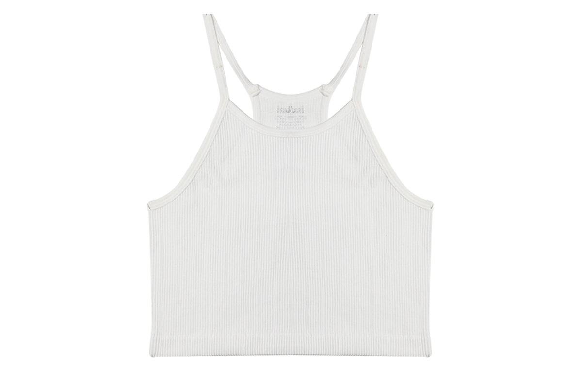 Camisetas cortas blancas sin mangas de canalé