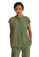 Cuello mandarín holgado verde oliva