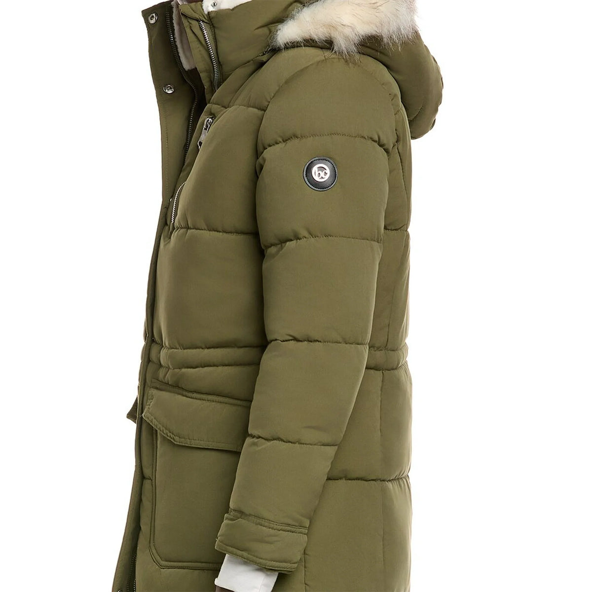 Suede Microfiber Fur Trim Jacket Winter Moss