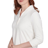 Top de punto acanalado elástico con cuello de pico Luxe Ivory - Ruby Rd