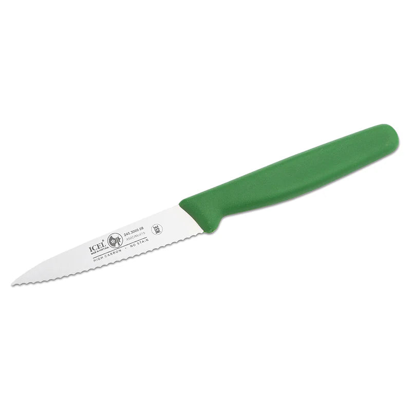Cuchillos de cocina dentados verdes de 3,25"