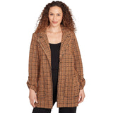Chaqueta Plaid de Frente Abierto Negro Castaño - Ruby Rd