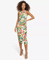 Dress Scuba Crepe Floral Print White Multi  - Siena