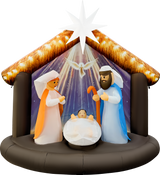 7.4FT Long Inflatable Nativity Scene with Illuminated Star of Bethlehem