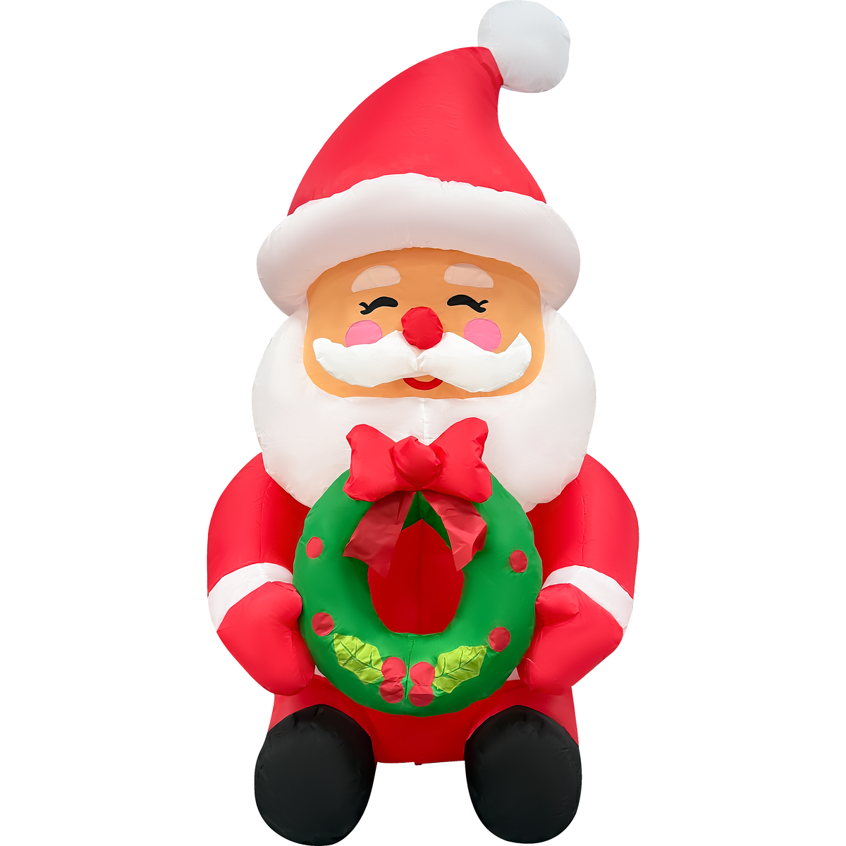 Inflable Navideño de Papá Noel con Corona de 1,58 m de Altura con Luces LED