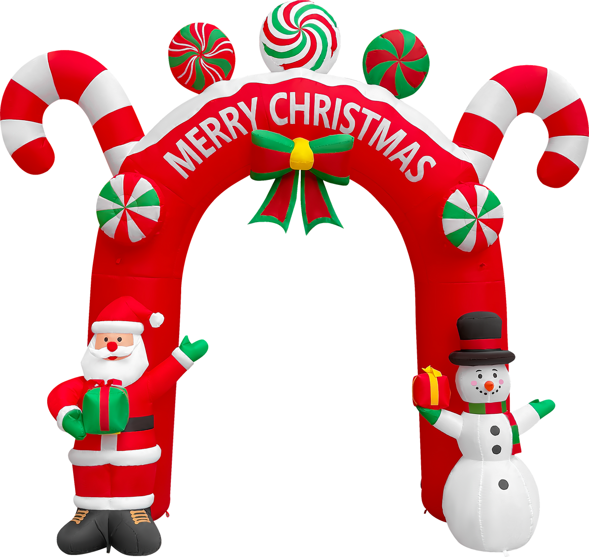 Arco de Navidad inflable de 3.3 m: Bienvenida festiva con Papá Noel y Muñeco de Nieve
