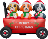 6.4FT Long Inflatable  "Merry Christmas" Decoration with Car and Puppies