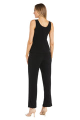 Conjunto de pantalón de 3 piezas con lentejuelas, encaje bordado, rosa/negro