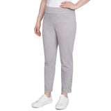Pull-On Extra Stretch Embroidered Hem Jeans Grey - Ruby Rd