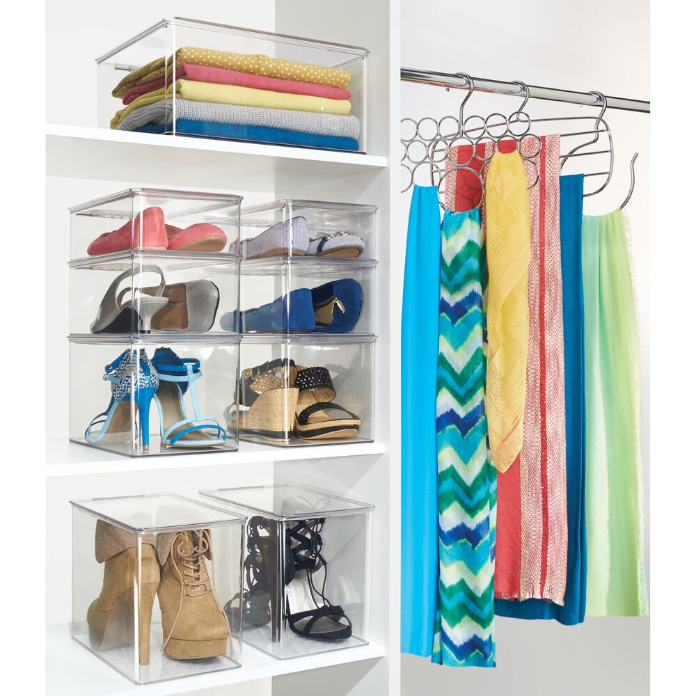 Caja de zapatos para armario - Zapatos de tacón de cuña transparentes