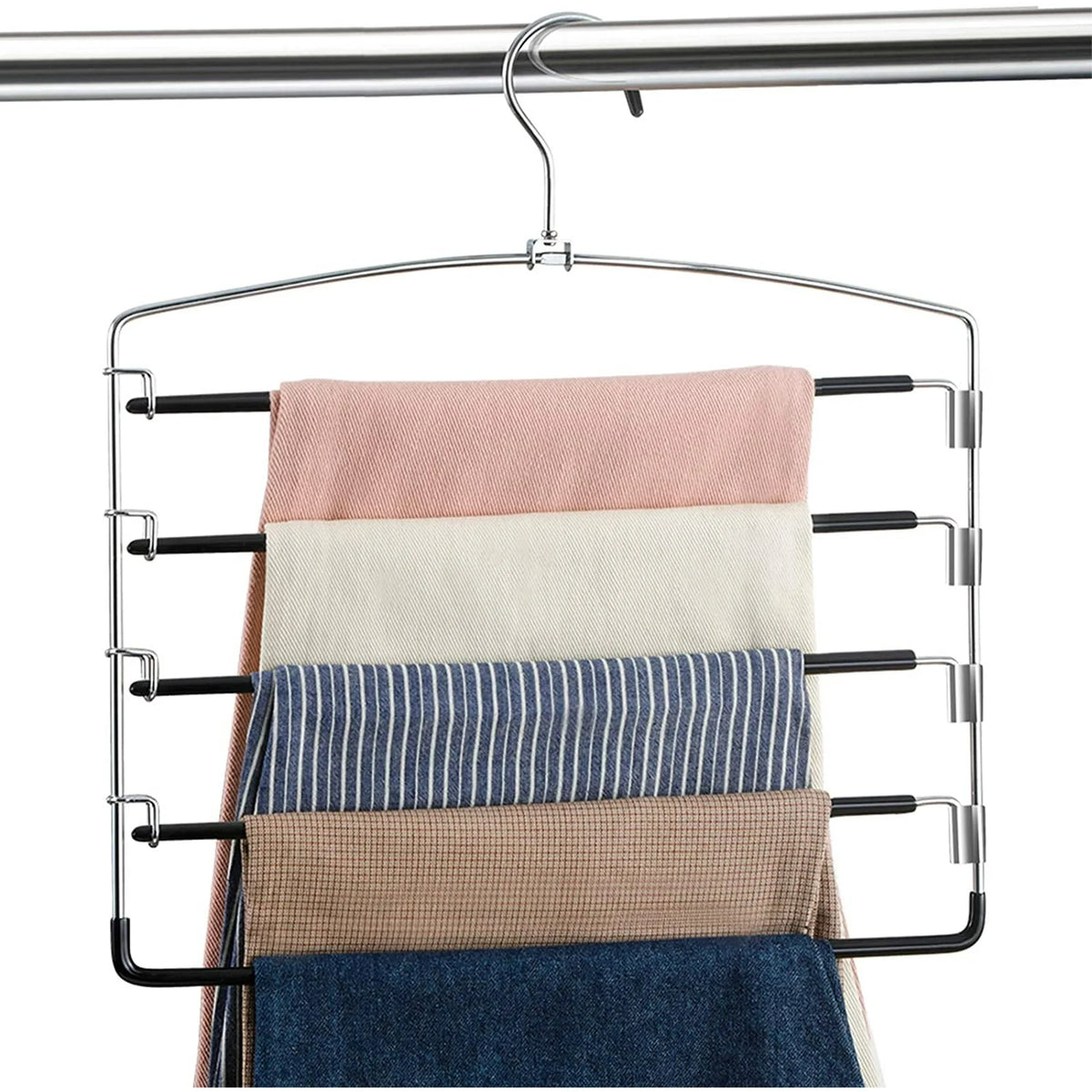 Percha para pantalones de 4 niveles negra/cromada S/2
