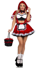 3 Piece Flirty Miss Red Lace Crop Top