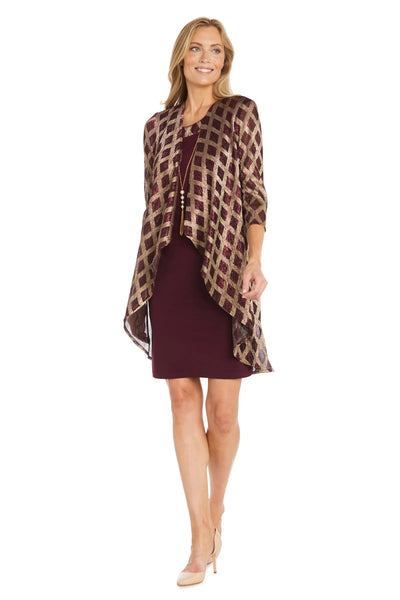 Vestido Chaqueta Metalizado Flyaway Burdeos / Dorado - RM Richards