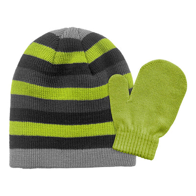 BOYS ACRYLIC STRIPED SETS 2-4 GREEN