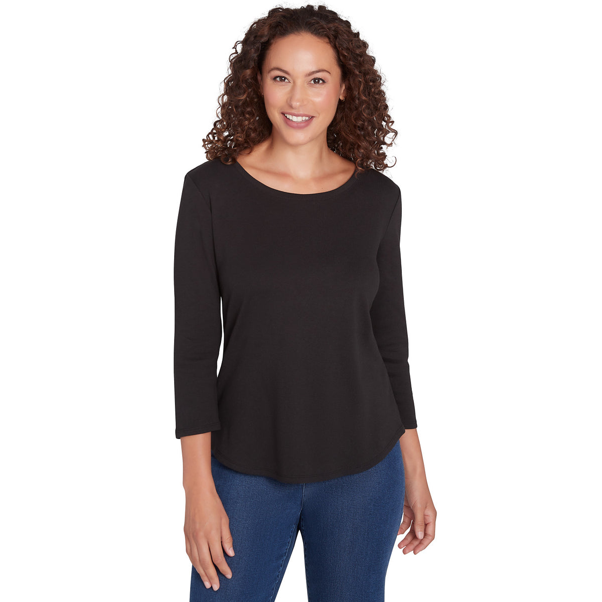 Camiseta de cuello redondo y canalé liso negra - Ruby Rd