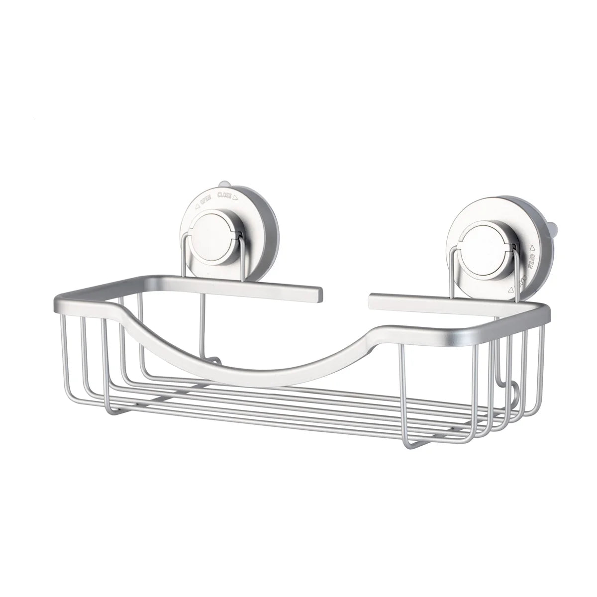 Estante de ducha de aluminio plateado con sistema Turn-n-Lock