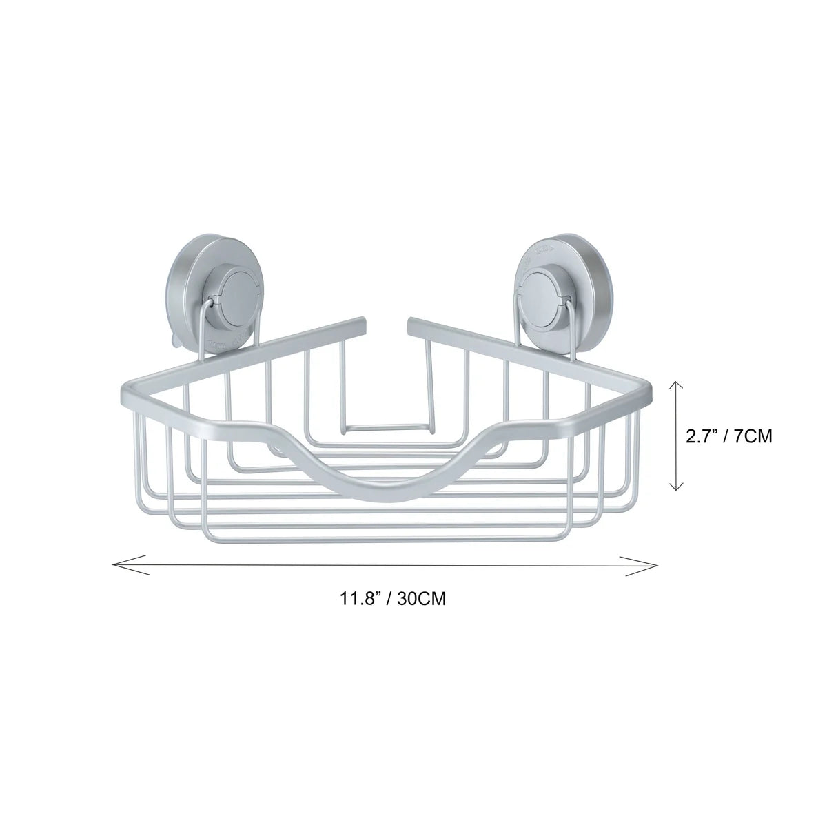 Estante esquinero de ducha de aluminio y plata con Turn-n-Lock