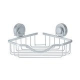 Estante esquinero de ducha de aluminio y plata con Turn-n-Lock