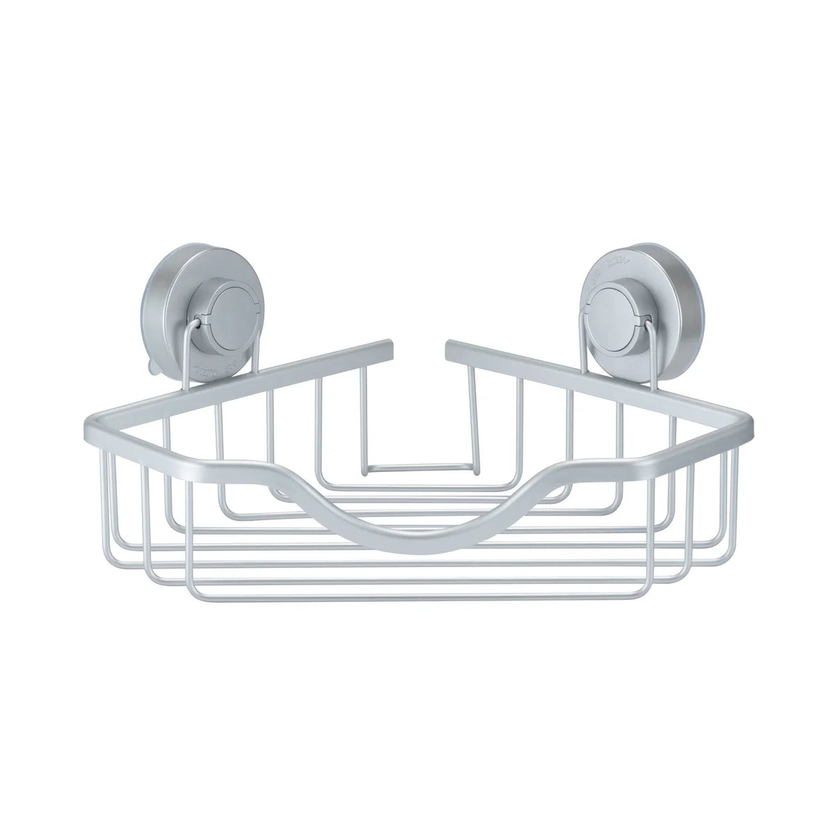Estante esquinero de ducha de aluminio y plata con Turn-n-Lock