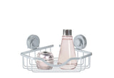 Estante esquinero de ducha de aluminio y plata con Turn-n-Lock