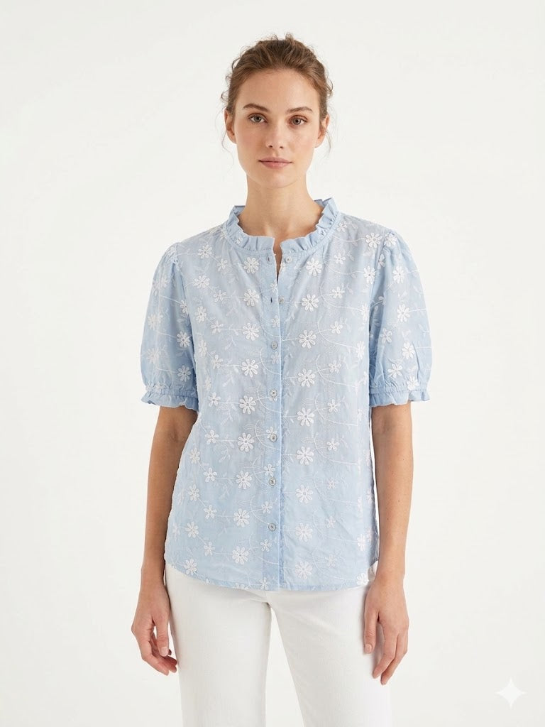 Blusa 3D Flores, APP Azul