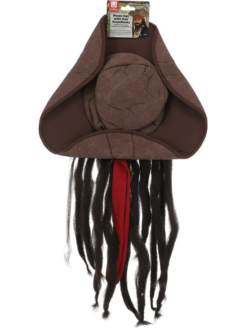 Pirate Hat, Brown, with Hair Dreadlocks