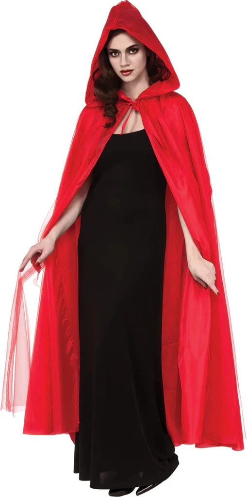 Capa roja con capucha hasta los tobillos