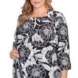 Top cuello sobre Plus Bold Poppies Negro Multi - Ruby Rd