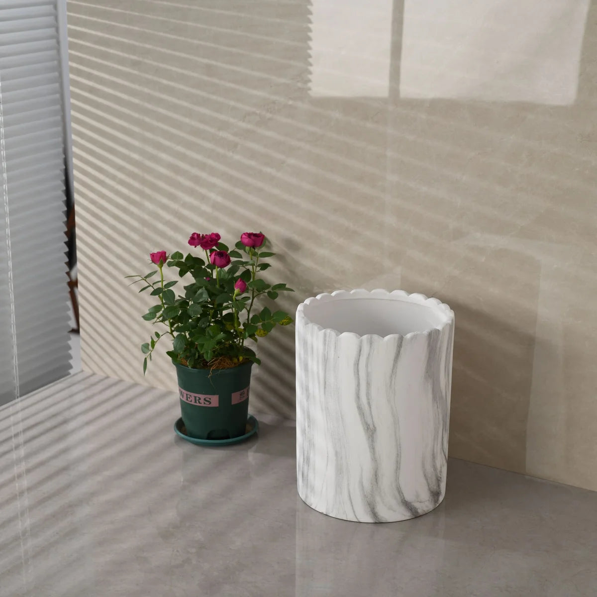 Juego de accesorios de baño de mármol gris de 8 piezas