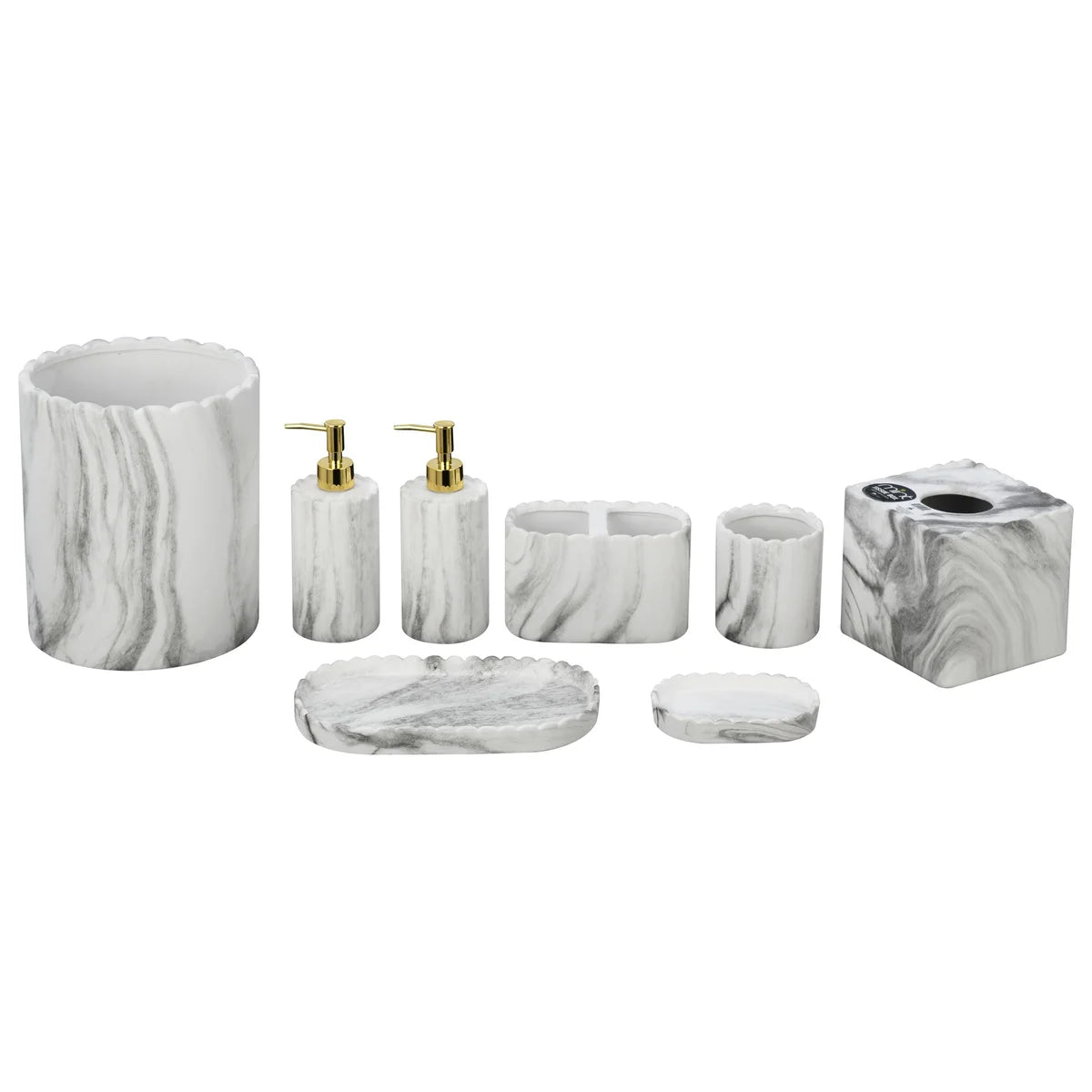 Juego de accesorios de baño de mármol gris de 8 piezas