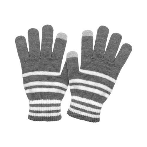 TOUCHSCREEN STRIPE STRETCH GLOVE GREY