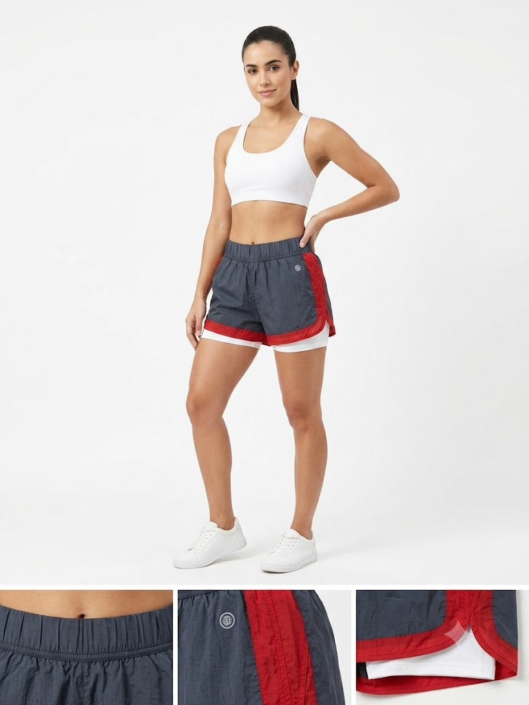 Pantalones cortos de running por capas Tulip color rojo Samba