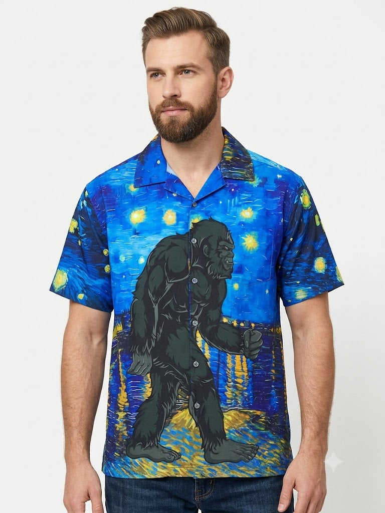 Camisas Hawaianas Poly Print AZUL MULTI