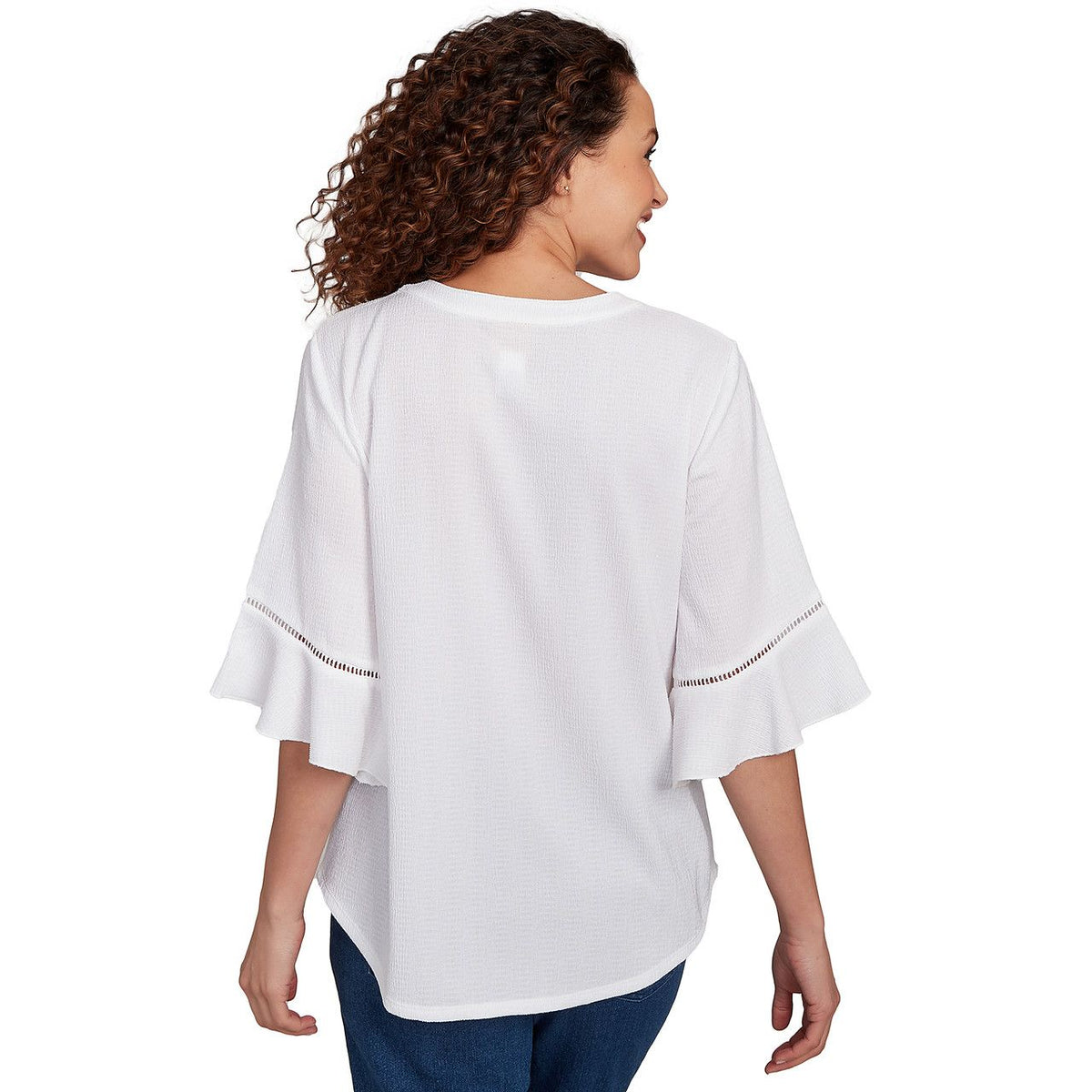 Top blanco con manga 3/4 y pliegues delanteros - Ruby Rd