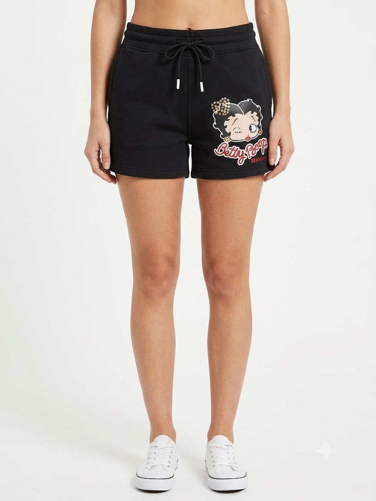 Betty Boop Shorts de felpa negros
