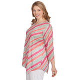 Camiseta con rayas al bies y abalorios de talla grande - Ruby Rd