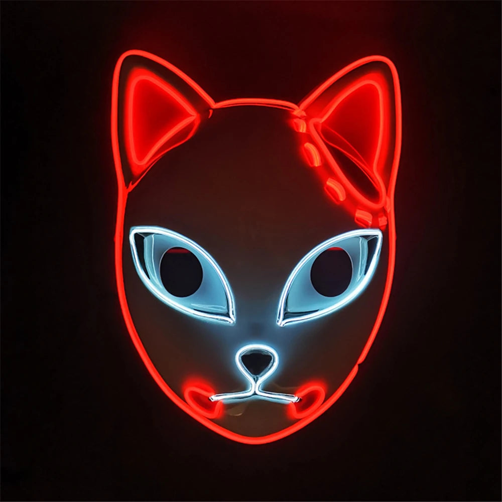Máscara de gato de anime cosida con luz