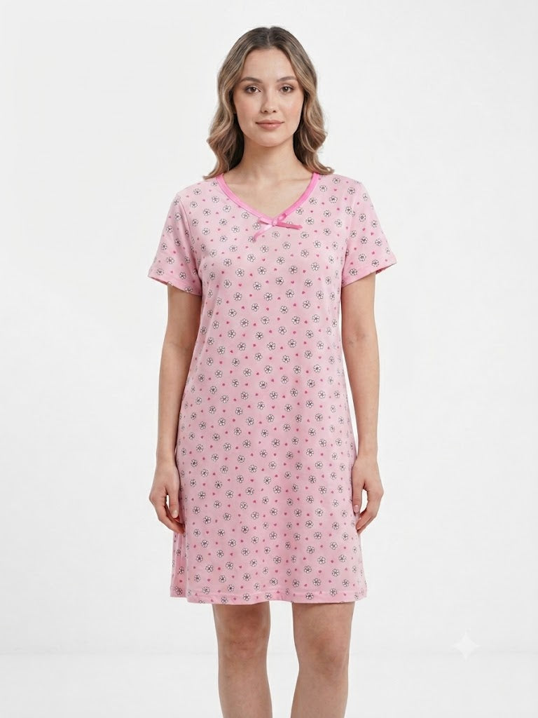 Camisón de mujer con cuello en V FLORES ROSAS