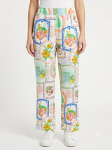 Pantalones con estampado floral y de frutas - Blanco-Verde - Noventa