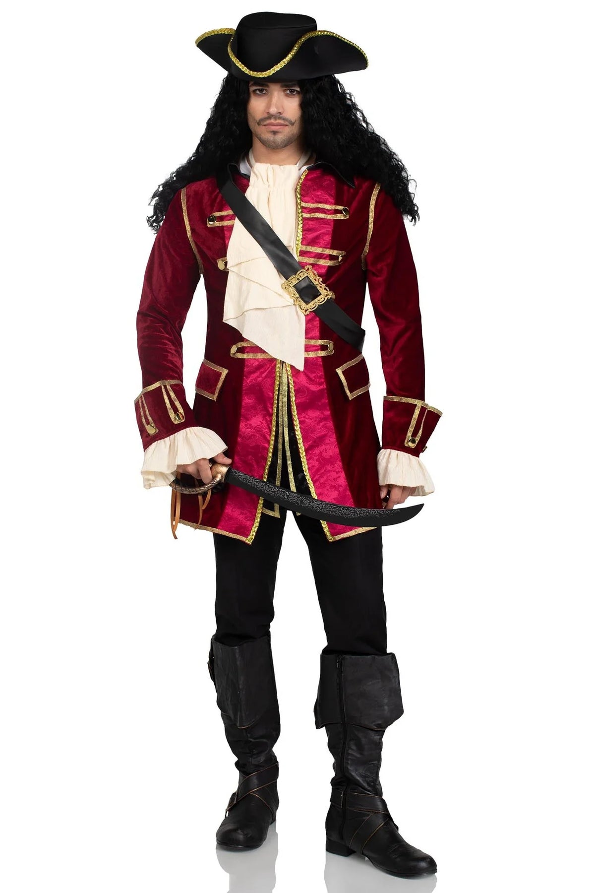 Set de disfraz de capitán pirata de 4 piezas