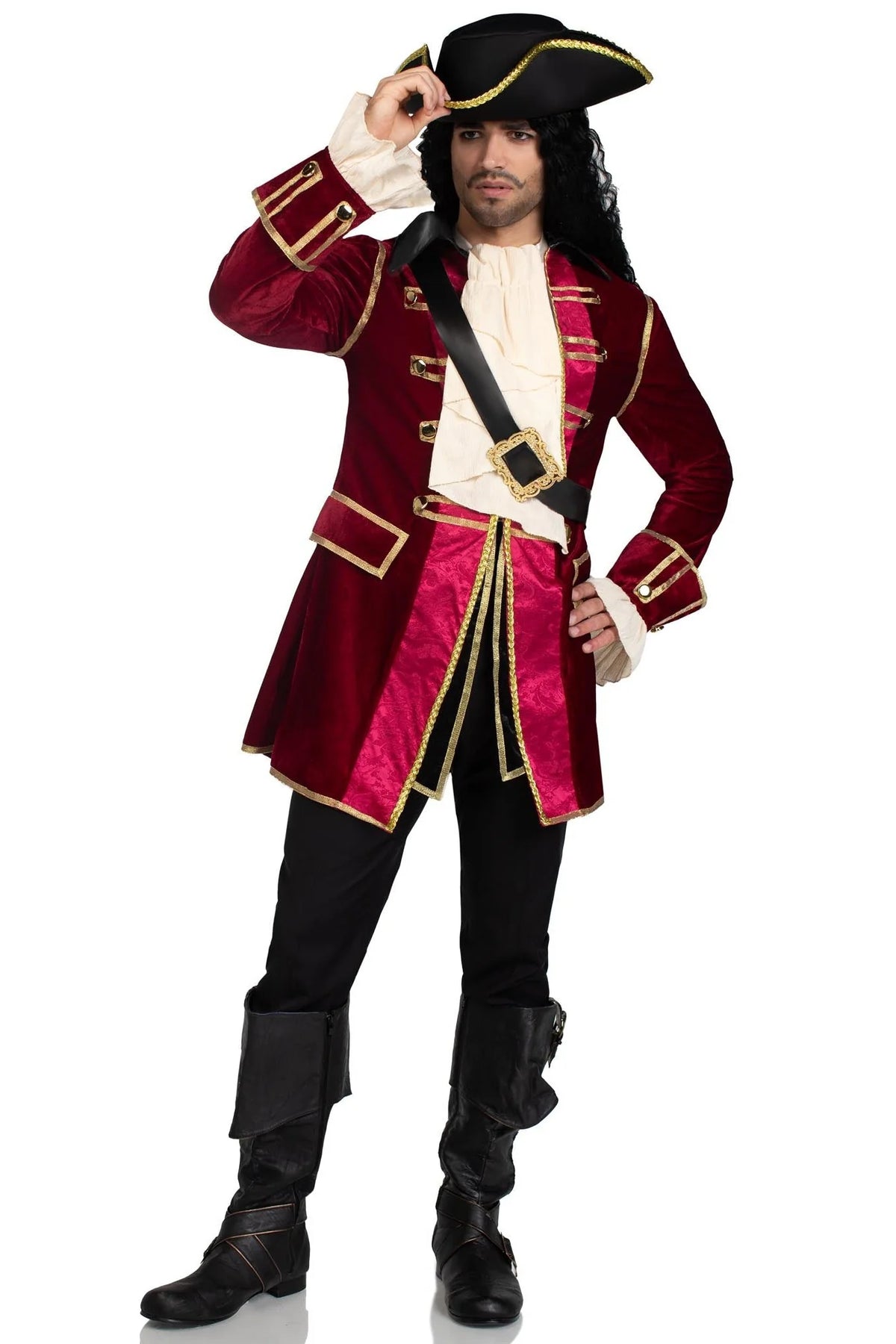 Set de disfraz de capitán pirata de 4 piezas